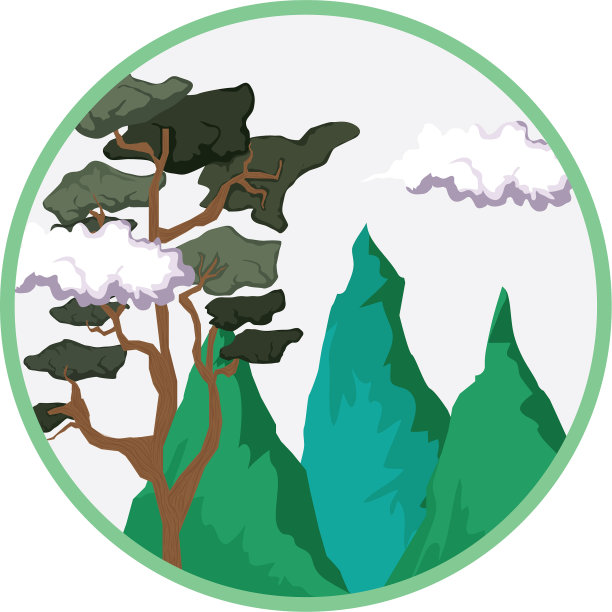 景观以雪山为圆形框架图片下载