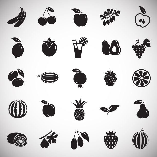 水果设置在白色背景图片下载