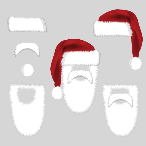 一套圣诞老人饰品，帽子，小胡子，胡子图片下载