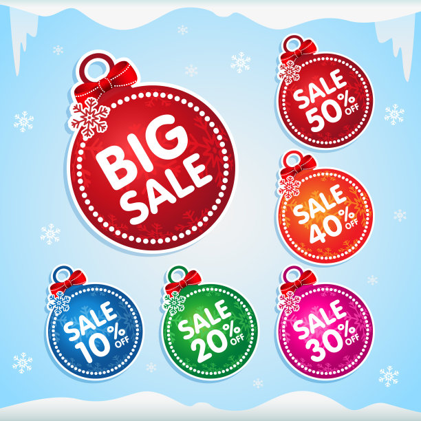 圣诞特卖的圣诞球贴纸图片下载