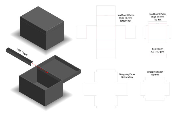 盒包装模切模板设计三维模型图片下载