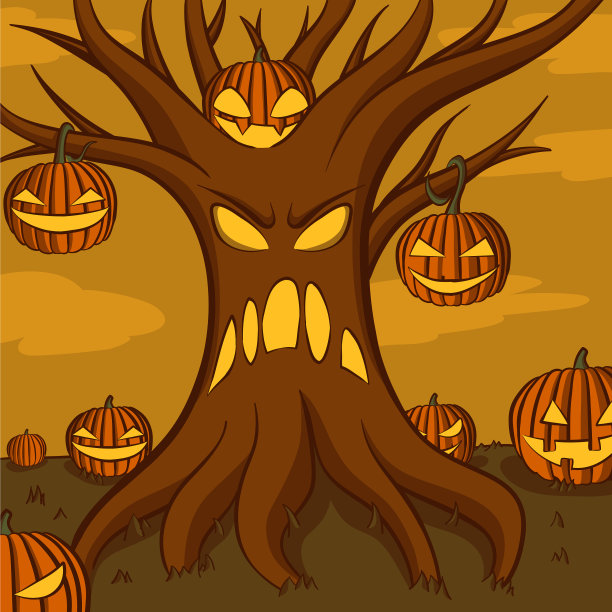 树怪和杰克灯的插图图片下载