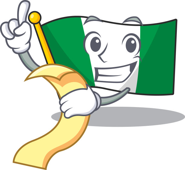 以菜单旗尼日利亚吉祥物造型的卡通图片下载