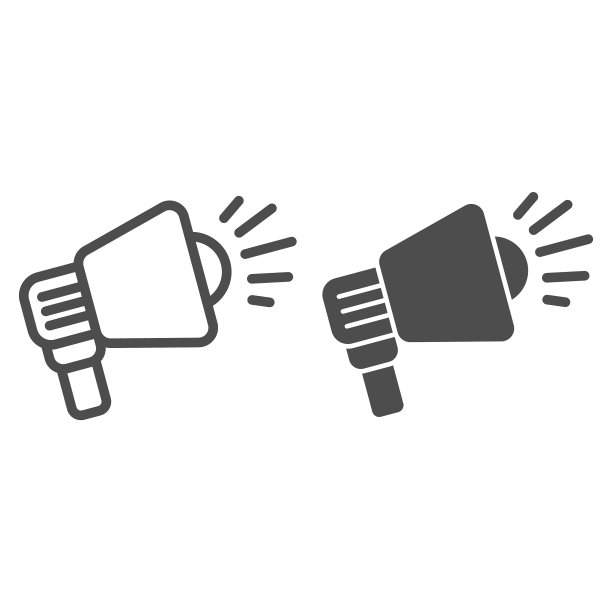 扩音器线路和字形图标扩音器图片下载