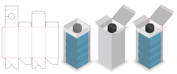盒包装模切模板设计三维模型图片下载