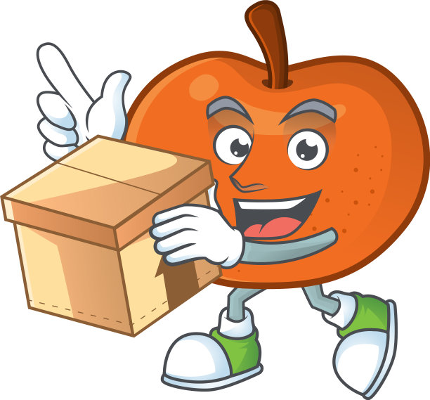 与卡通造型的盒子橘子甜图片下载