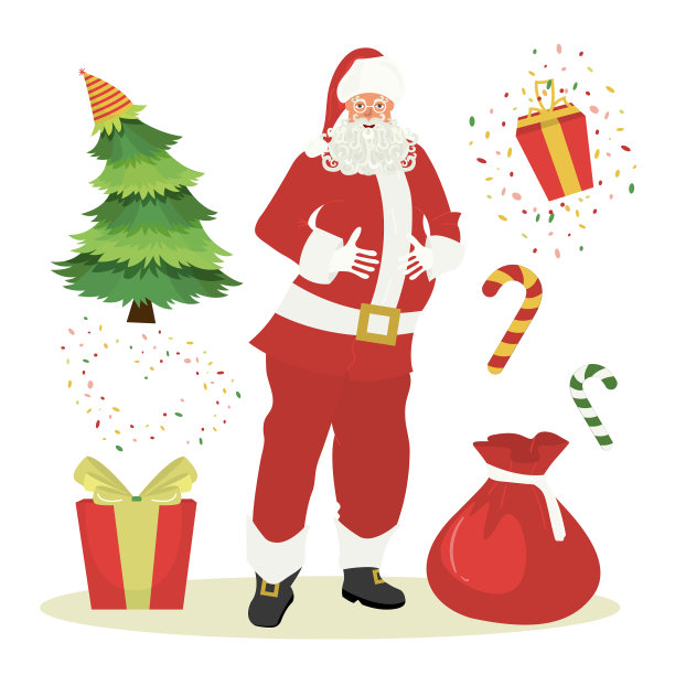 圣诞节，圣诞老人拿着礼物开开心心图片下载