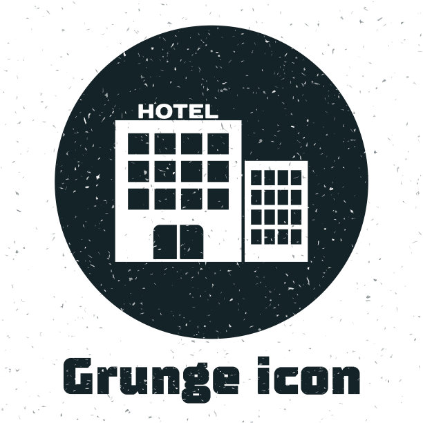 垃圾酒店建筑图标孤立在白色图片下载