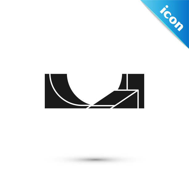 黑色滑板公园图标孤立在白色背景图片下载