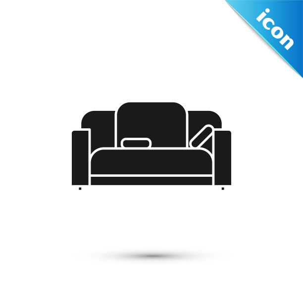 黑色沙发图标孤立在白色背景上图片下载