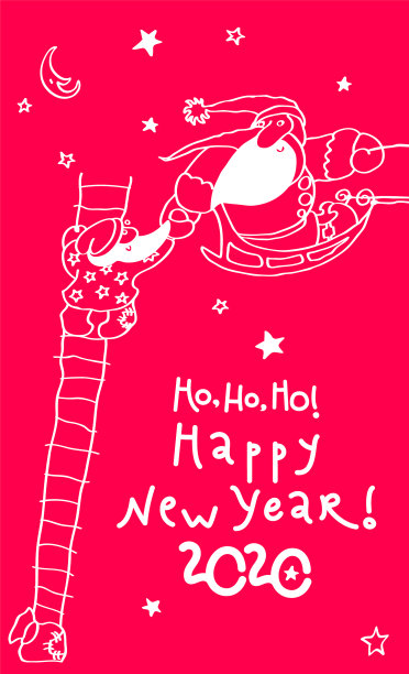 圣诞老人楼梯上的节日贺卡图片下载