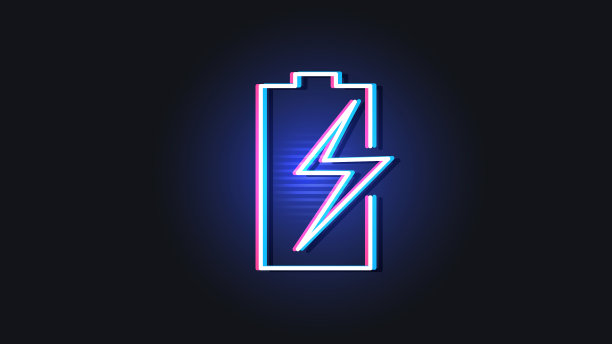 霓虹灯电池与拉链的支架发光图片下载