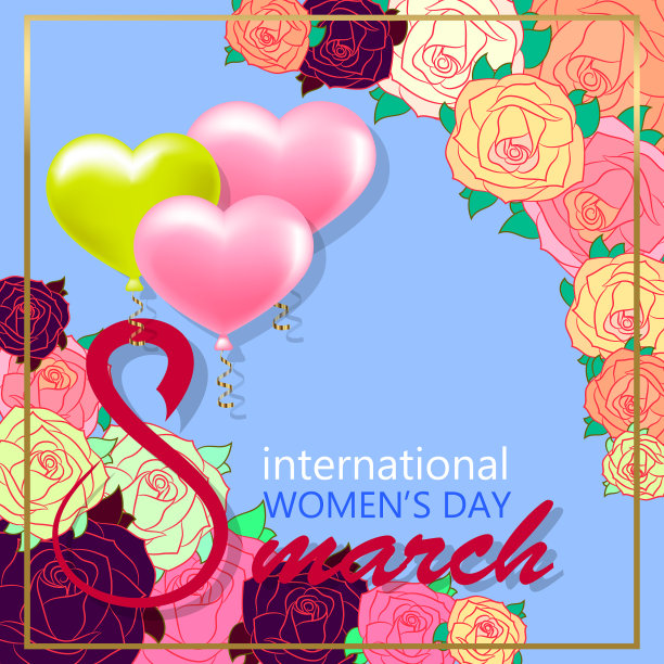 妇女节快乐横幅上挂着鲜花图片下载