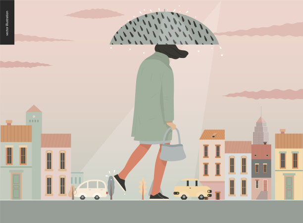 雨中漫步的女孩图片下载