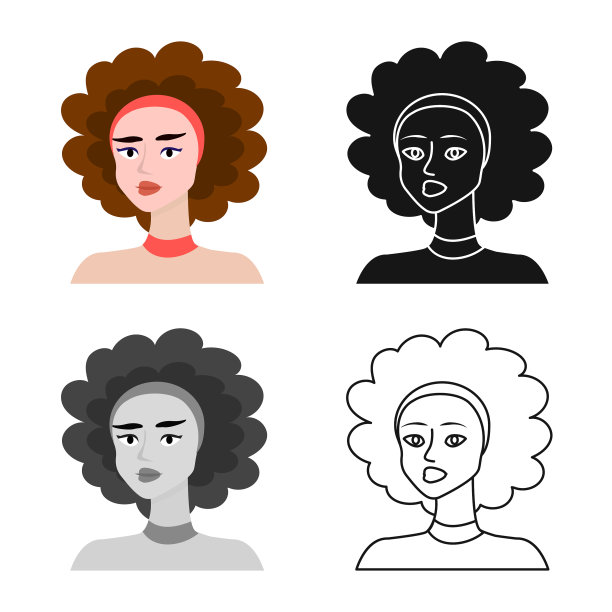 孤立对象女孩和妇女标志集图片下载