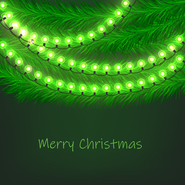 圣诞背景与冷杉花环和灯光b图片下载