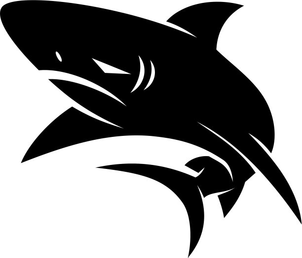 鲨鱼动物标志设计孤立现代模板图片下载
