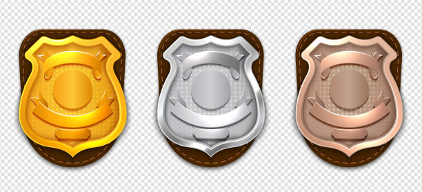 逼真的警徽安全银金图片下载