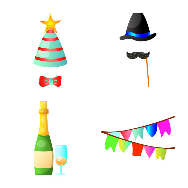 设计派对和生日图标集图片下载