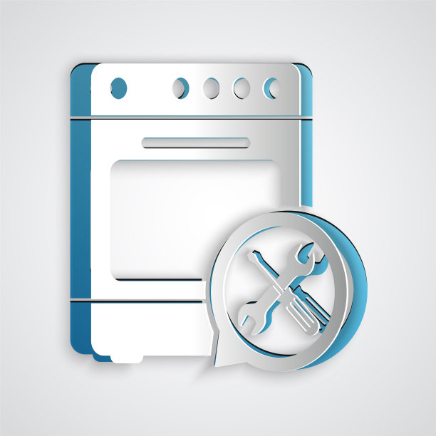 剪纸烤箱与螺丝刀和扳手图标图片下载