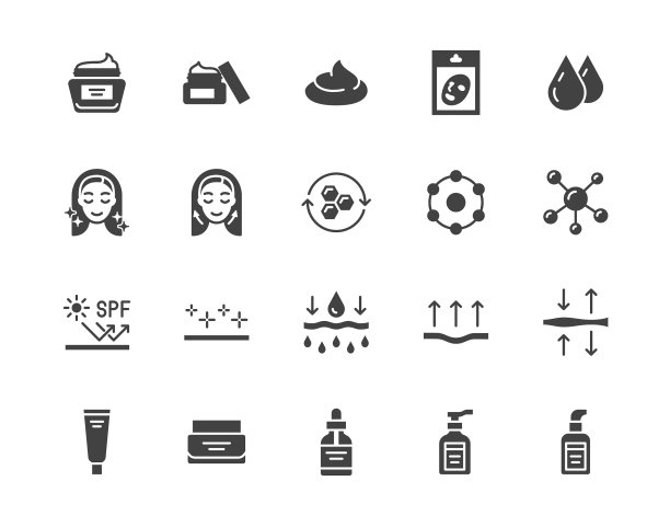 皮肤护理平面字形图标设置保湿霜图片下载
