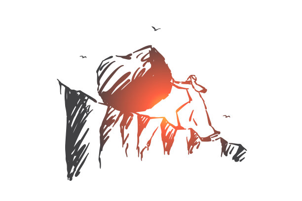 商业挑战努力工作概念草图手图片下载