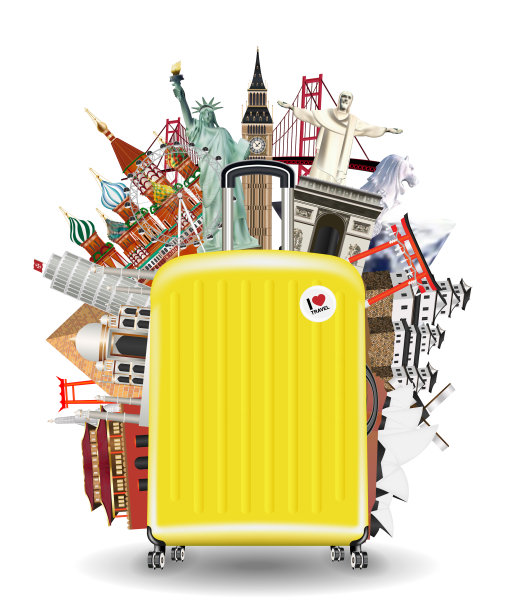 世界旅游地标旅行箱图片下载