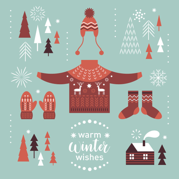 冬季服装和设计元素图片下载