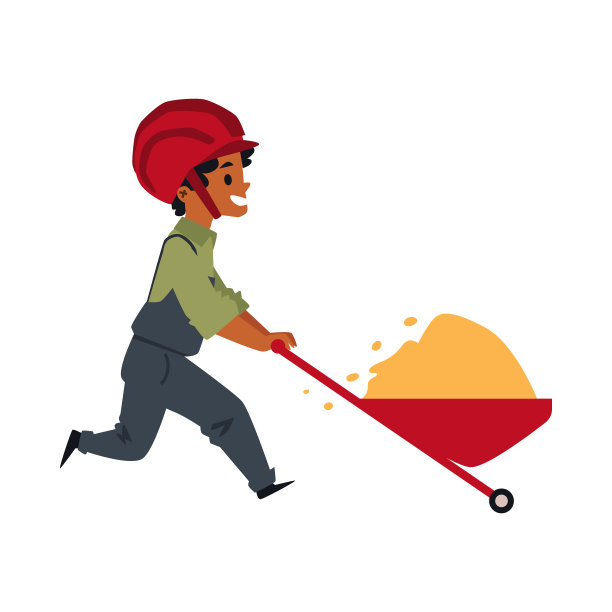 一个小男孩把施工车推平图片下载