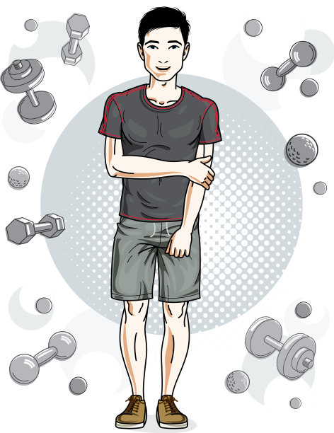 英俊的黑发青年站在简单图片下载