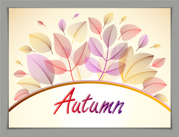 秋季横旗设计为黄色和红色图片下载