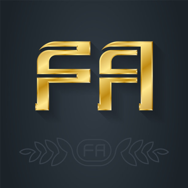 F和一个最初的金色标志fa -金属3d图标图片下载