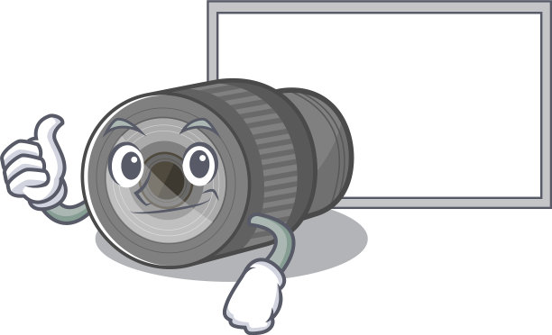 大拇指与板变焦镜头吉祥物孤立图片下载