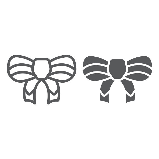圣诞节节日蝴蝶结线性字形图标图片下载