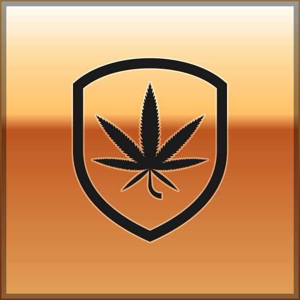 黑色盾牌和大麻或大麻叶图标图片下载