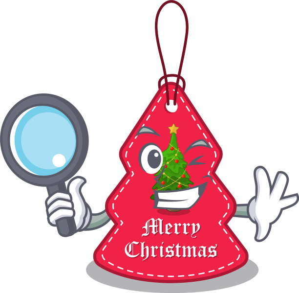 侦探圣诞标签挂在吉祥物形状图片下载