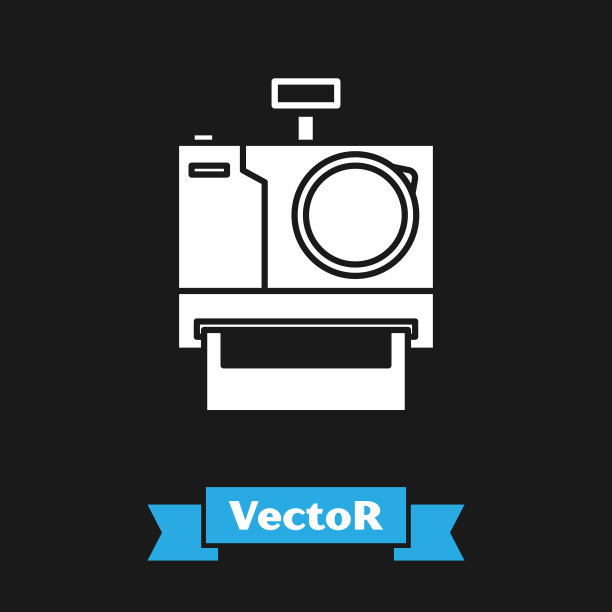 白色照片相机图标孤立在黑色图片下载