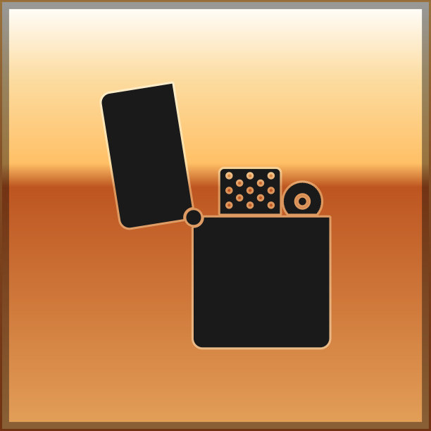 黑色打火机图标孤立在金色背景图片下载