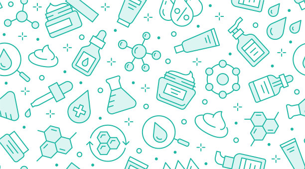 皮肤护理无缝模式与线条图标图片下载