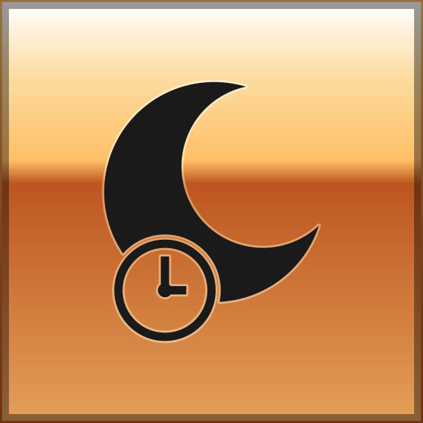 黑色沉睡的月亮图标孤立在黄金上图片下载