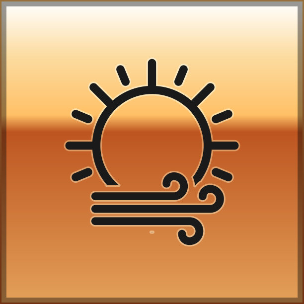 黑风和太阳的图标孤立在黄金上图片下载