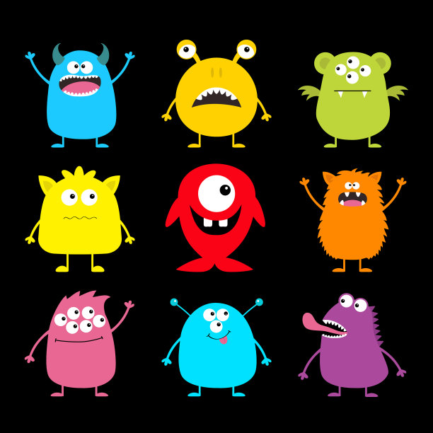 可爱的怪物图标设置快乐万圣节卡通图片下载