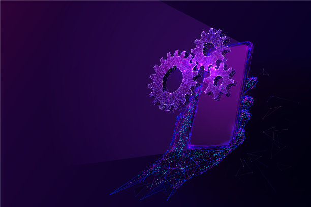 智能手机和齿轮低聚图片下载