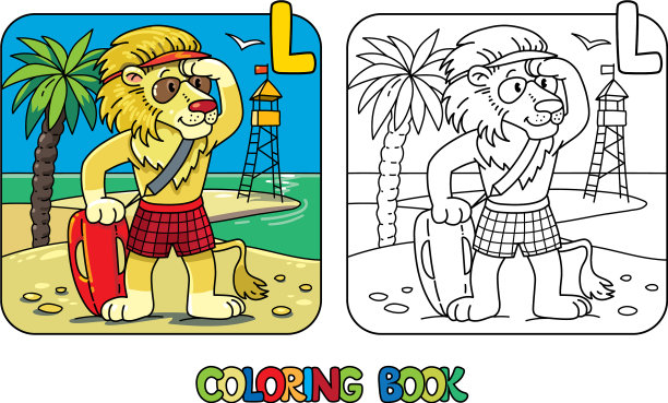 狮子救生员ABC着色书字母表l图片下载