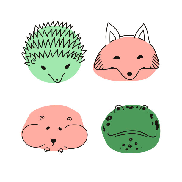 用set doodle动物儿童手绘图片下载