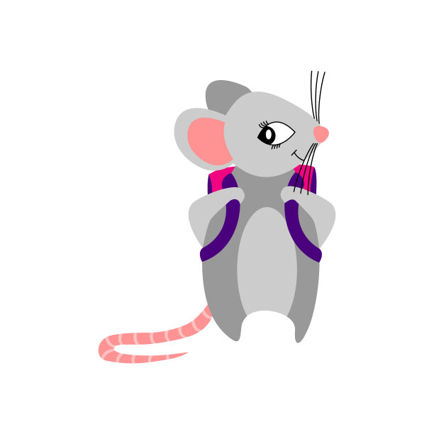 可爱的卡通老鼠小学生与书包图片下载