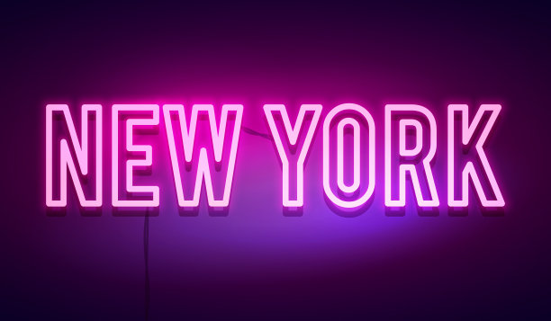 现代纽约的霓虹灯标志图片下载