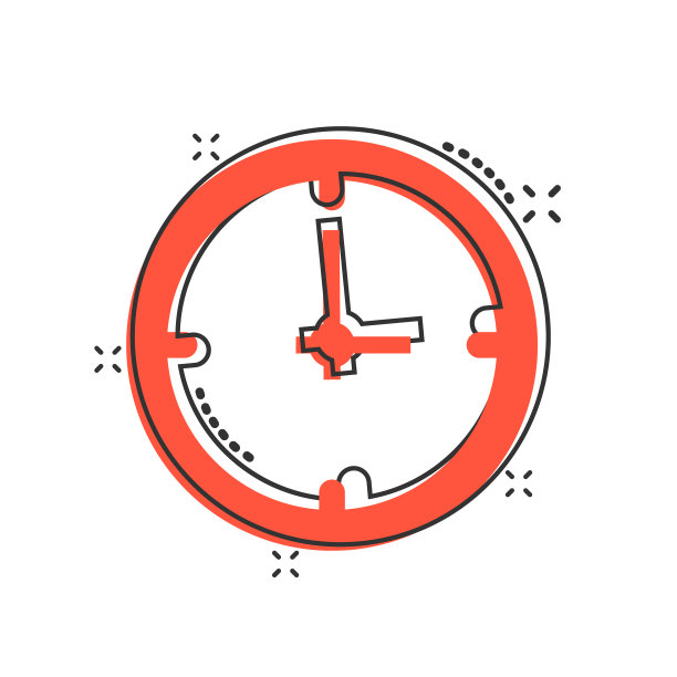 在漫画风格的时间管理时钟标志图标图片下载