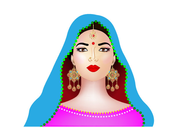 穿着鲜艳纱丽的美丽印度年轻女子图片下载