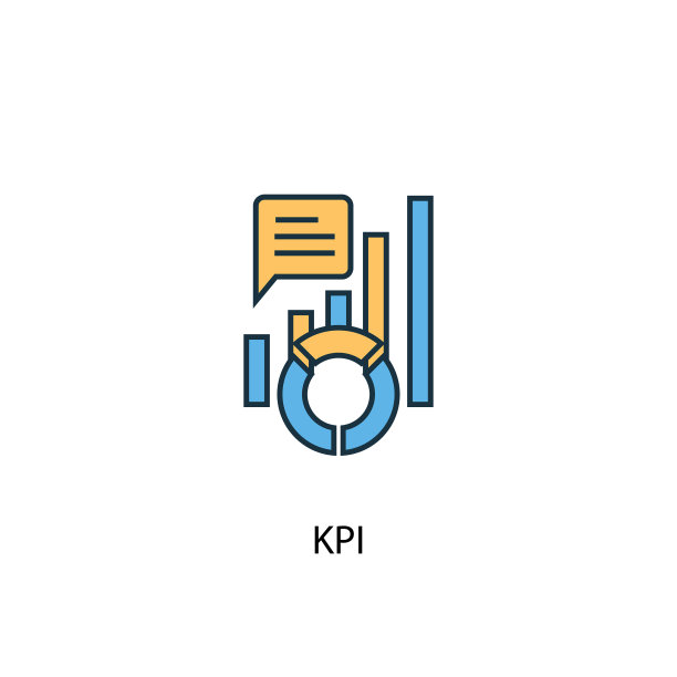 KPI概念双色线条图标，简约黄图片下载